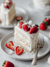 White Chocolate Strawberry Cake