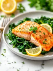 Air Fryer Salmon With Spinach Recipe